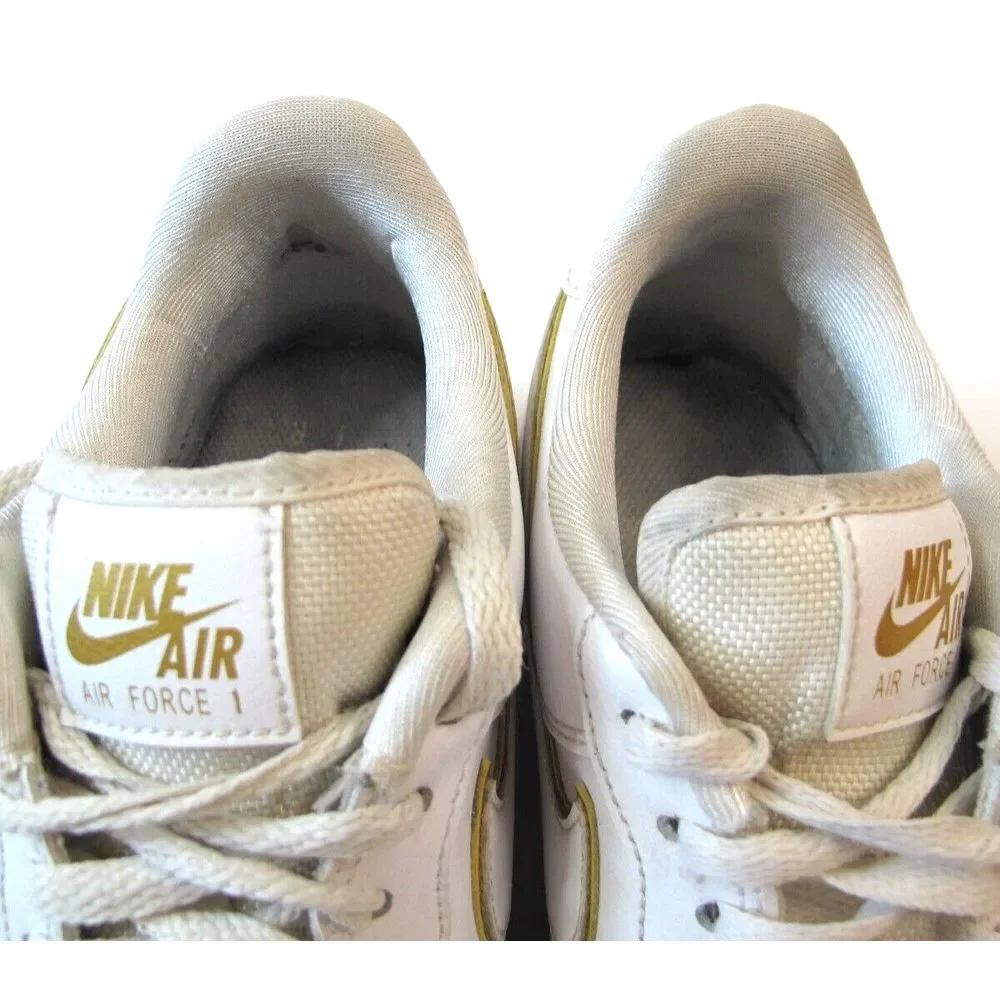 Nike Air‎ Force 1 AO2132-102 Women's White Gold Low Top Sneakers